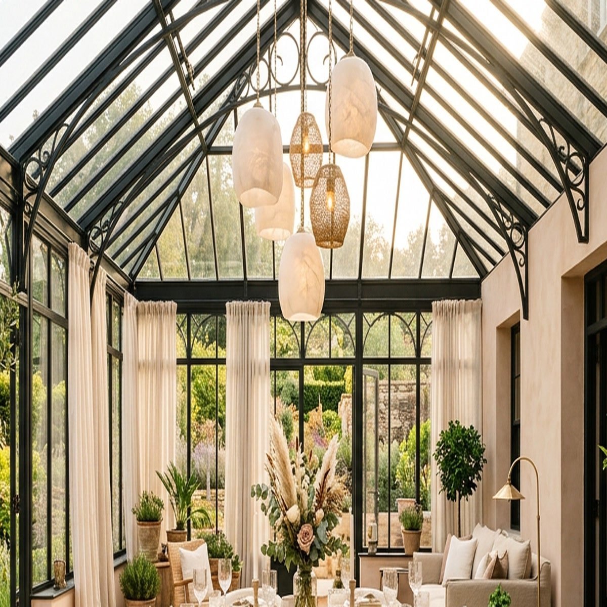 Celeste Spanish Alabaster & Woven Raffia Tiered Chandelier