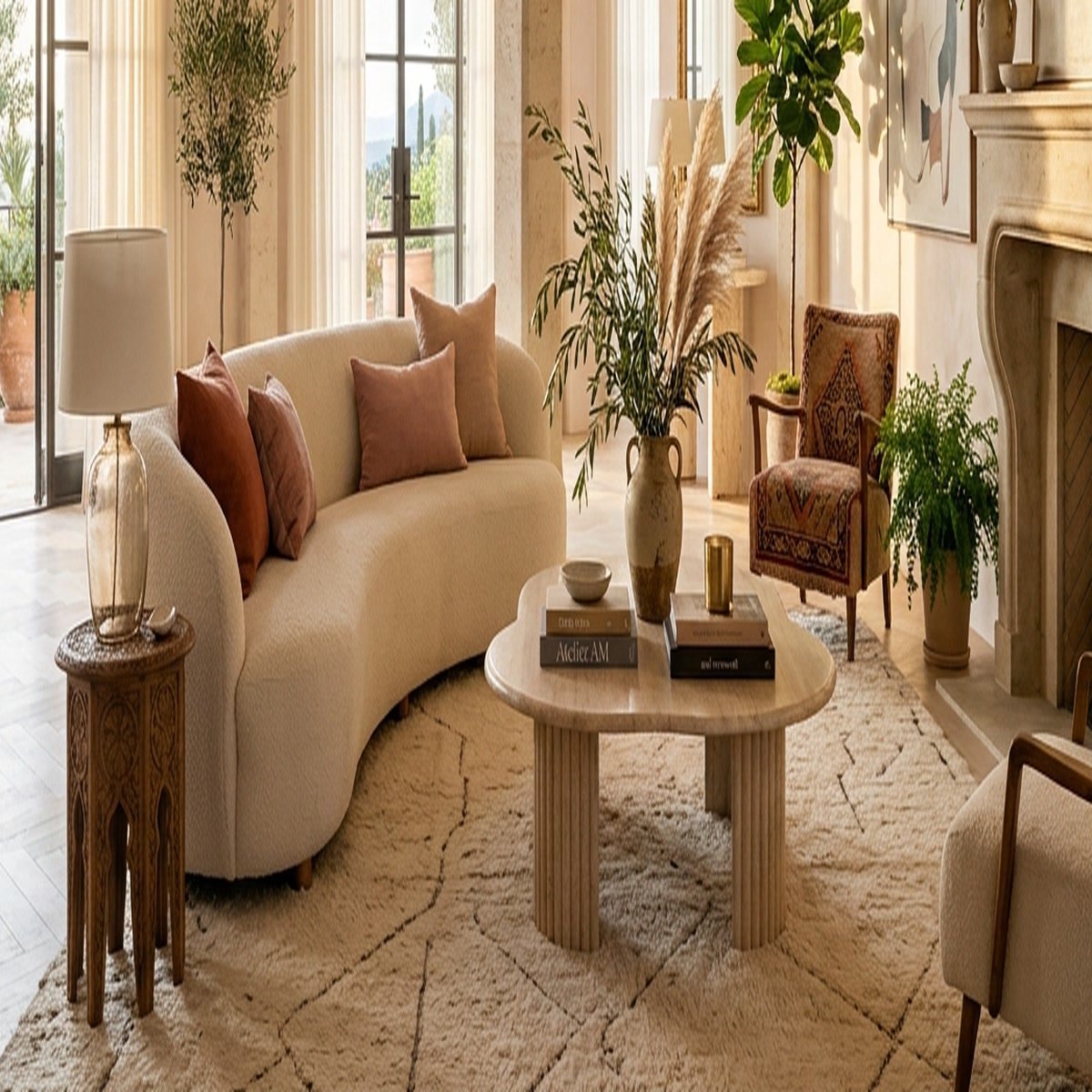 Marrakesh Sun-Baked Blush Berber Wool Area Rug